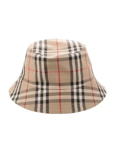 Pre-owned Burberry Canvas House Check Bucket Hat In Neutral