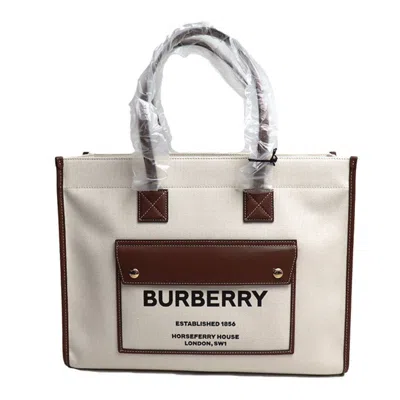 Pre-owned Burberry Canvas Leather Tote Bag ()