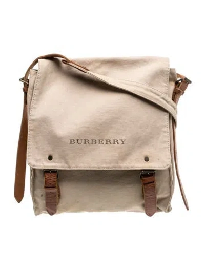 Pre-owned Burberry Canvas Messenger Bag In Neutral