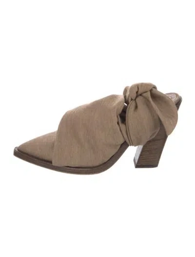 Pre-owned Burberry Canvas Mules In Neutral