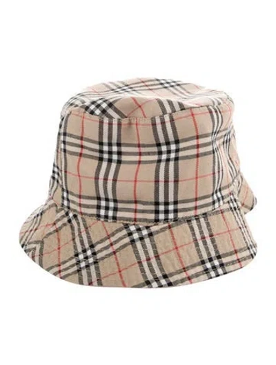 Pre-owned Burberry Canvas Patterned Bucket Hat In Neutrals