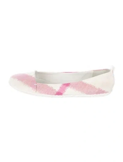 Pre-owned Burberry Canvas Plaid Print Ballet Flats In Pink