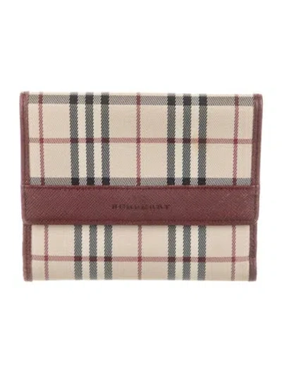 Pre-owned Burberry Canvas Plaid Print Bifold Wallet In Neutrals