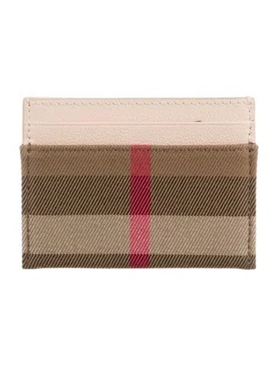 Pre-owned Burberry Canvas Plaid Print Card Holder In Neutral