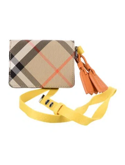 Pre-owned Burberry Canvas Plaid Print Card Holder In Neutrals