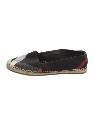Pre-owned Burberry Canvas Plaid Print Espadrilles In Black