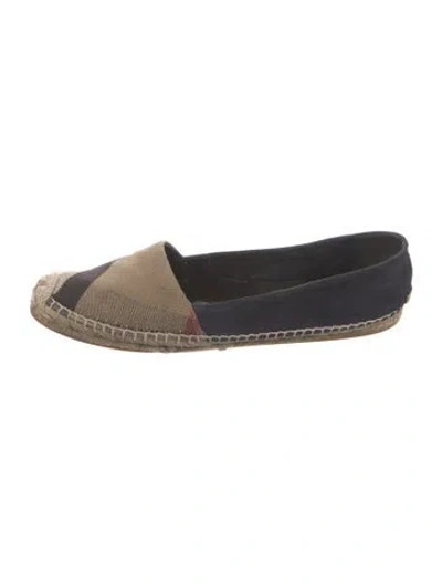 Pre-owned Burberry Canvas Plaid Print Espadrilles In Blue