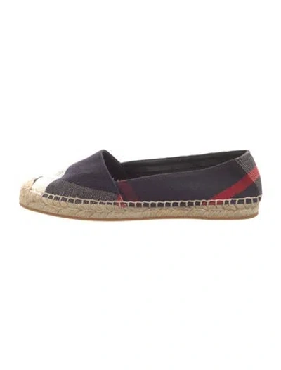 Pre-owned Burberry Canvas Plaid Print Espadrilles In Blue