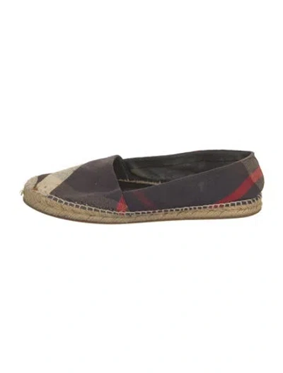 Pre-owned Burberry Canvas Plaid Print Espadrilles In Blue