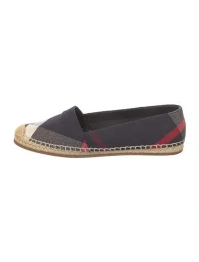 Pre-owned Burberry Canvas Plaid Print Espadrilles In Blue/red
