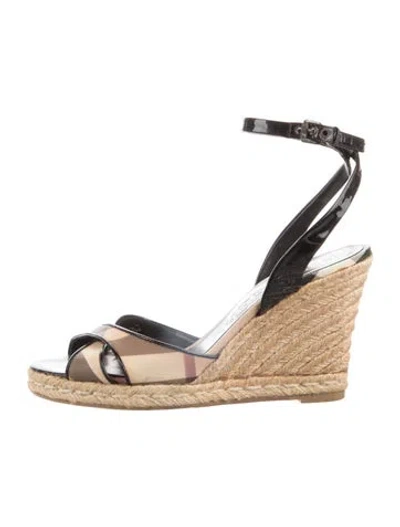 Pre-owned Burberry Canvas Plaid Print Espadrilles In Neutrals