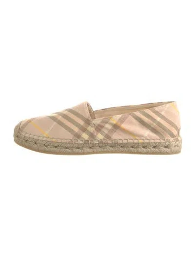 Pre-owned Burberry Canvas Plaid Print Espadrilles In Neutrals