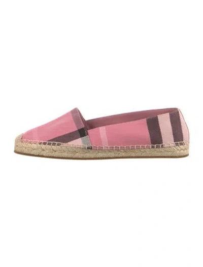 Pre-owned Burberry Canvas Plaid Print Espadrilles In Pink