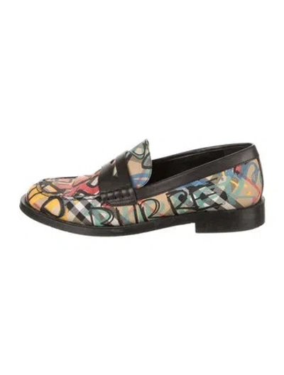 Pre-owned Burberry Canvas Plaid Print Loafers In Black