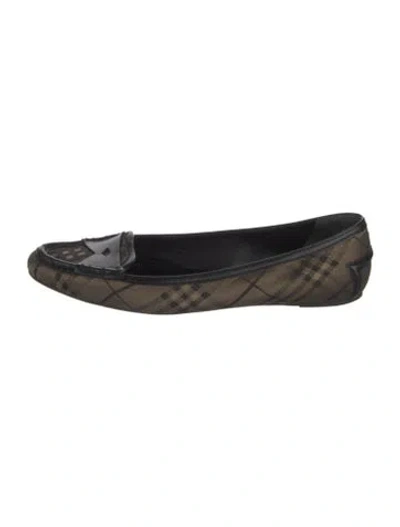 Pre-owned Burberry Canvas Plaid Print Loafers In Brown