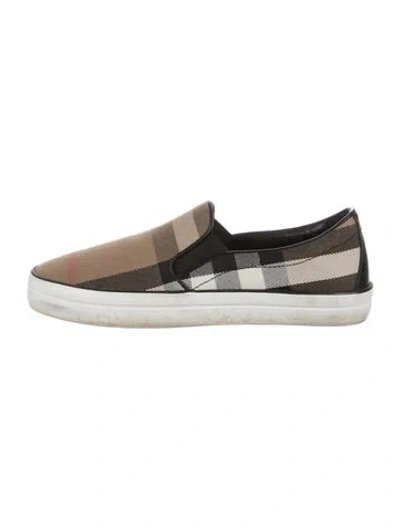 Pre-owned Burberry Canvas Plaid Print Loafers In Brown