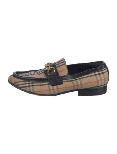 Pre-owned Burberry Canvas Plaid Print Loafers In Neutral