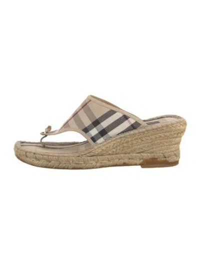 Pre-owned Burberry Canvas Plaid Print Sandals In Neutrals