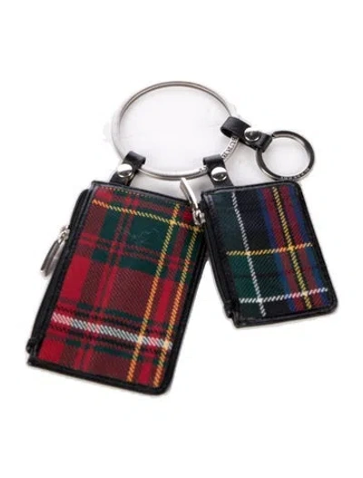 Pre-owned Burberry Canvas Plaid Print Wallet In Red