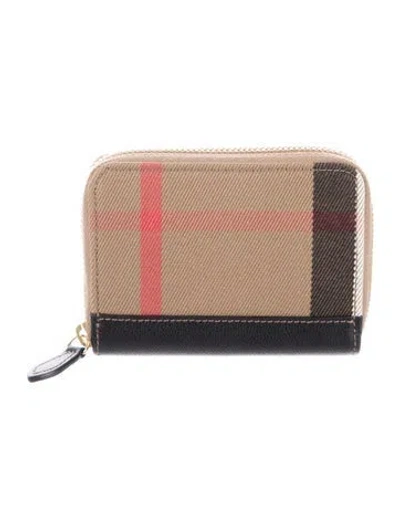 Pre-owned Burberry Canvas Plaid Print Wallet W/ Tags In Brown