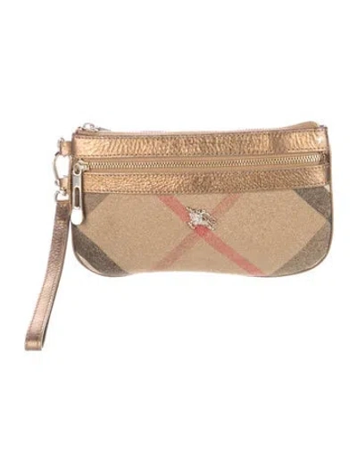 Pre-owned Burberry Canvas Plaid Print Wristlet