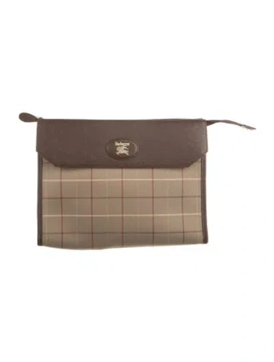 Pre-owned Burberry Canvas Pouch In Brown