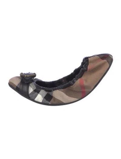 Pre-owned Burberry Canvas Printed Ballet Flats In Neutral