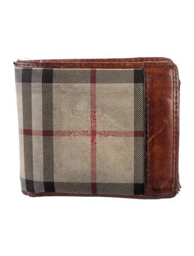 Pre-owned Burberry Canvas Printed Bifold Wallet In Brown