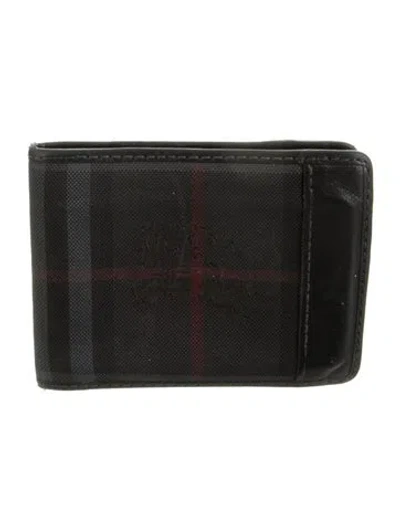 Pre-owned Burberry Canvas Printed Bifold Wallet In Gray