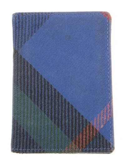 Pre-owned Burberry Canvas Printed Card Holder In Blue