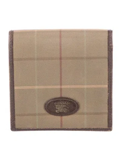 Pre-owned Burberry Canvas Printed Coin Pouch In Green