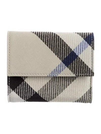 Pre-owned Burberry Canvas Printed Compact Wallet In Gray