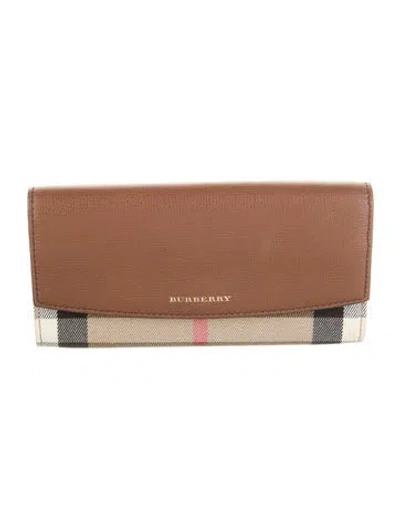 Pre-owned Burberry Canvas Printed Continental Wallet In Brown