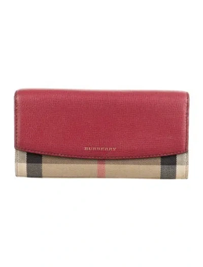 Pre-owned Burberry Canvas Printed Continental Wallet In Brown