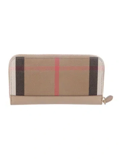 Pre-owned Burberry Canvas Printed Continental Wallet In Brown