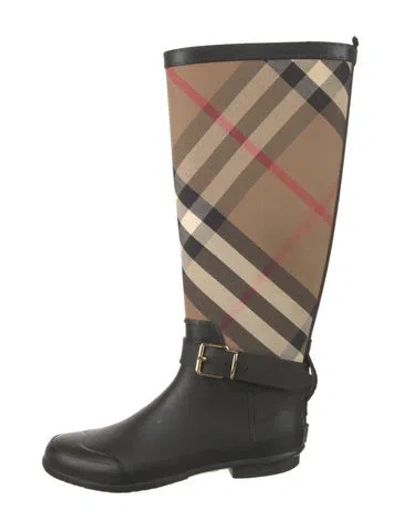 Pre-owned Burberry Canvas Printed Rain Boots