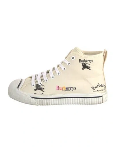 Pre-owned Burberry Canvas Printed Sneakers In Neutral