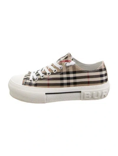 Pre-owned Burberry Canvas Printed Sneakers In Neutral