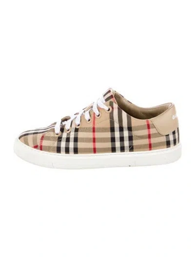 Pre-owned Burberry Canvas Printed Sneakers In Neutral
