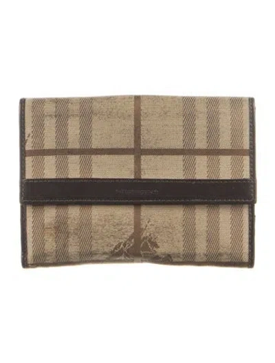 Pre-owned Burberry Canvas Printed Wallet In Neutral