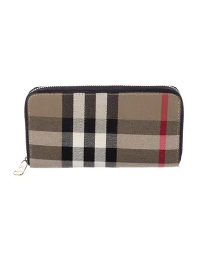 Pre-owned Burberry Canvas Printed Wallet In Neutral