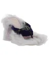 Burberry Fox Velvet Shearling Stiletto Slide Sandals In Black