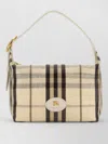 Burberry Canvas Shoulder Bag Check Pattern Hardware In White