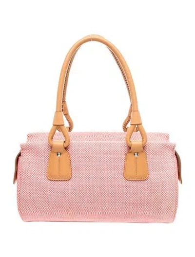 Pre-owned Burberry Canvas Shoulder Bag In Red