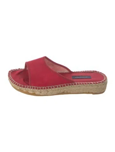 Pre-owned Burberry Canvas Slides In Red