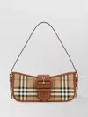Burberry Canvas Sling Shoulder Bag With Checkered Pattern In Brown