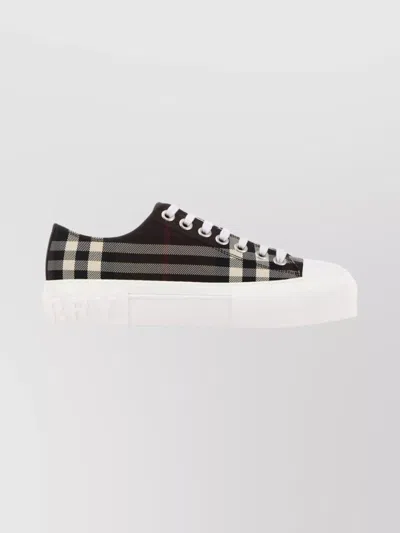 BURBERRY CANVAS SNEAKERS WITH EMBROIDERED CHECK PATTERN