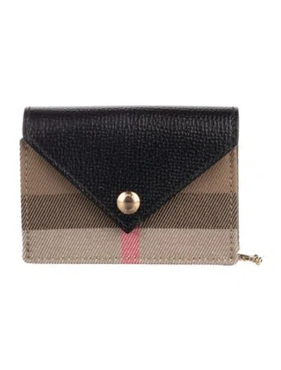Pre-owned Burberry Canvas Striped Card Holder In Black