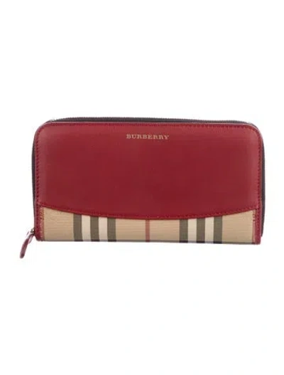 Pre-owned Burberry Canvas Striped Continental Wallet In Neutral