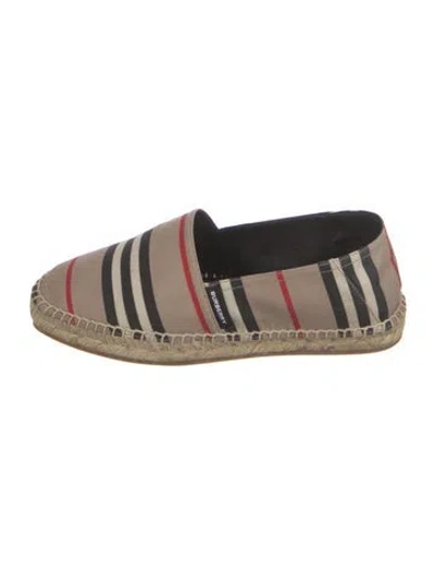Pre-owned Burberry Canvas Striped Espadrilles In Brown